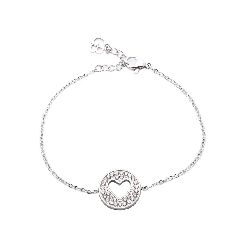 Bracciale in acciaio cuore trifoglio GB