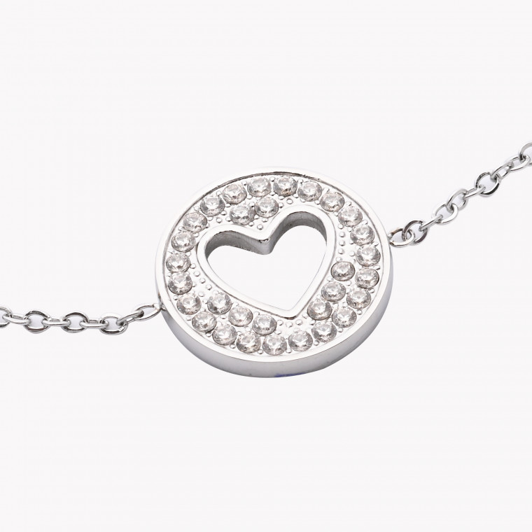 Steel bracelet round heart GB