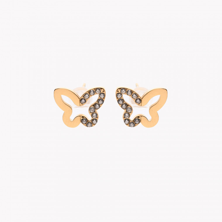 Boucles d&#039;oreilles en acier brillants papillon GB
