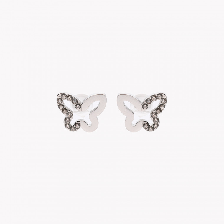 Steel earrings brilliants butterfly GB
