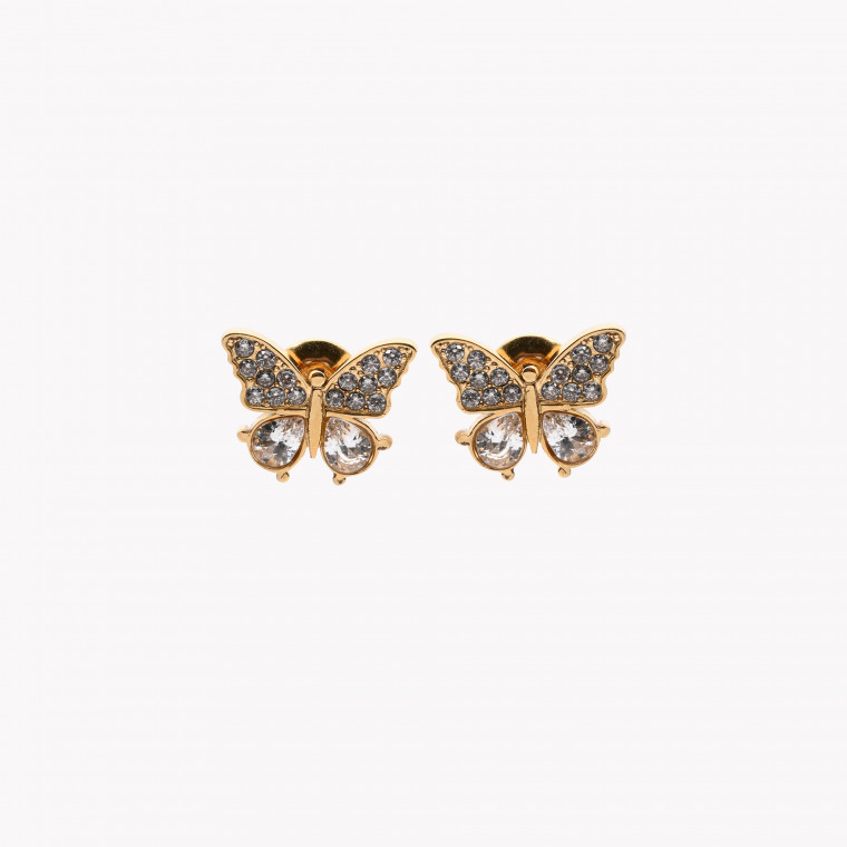 Steel earrings oval butterfly GB