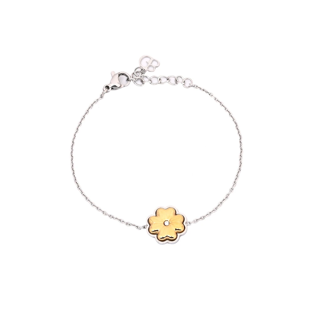 Bracelet en acier trèfle brillant GB