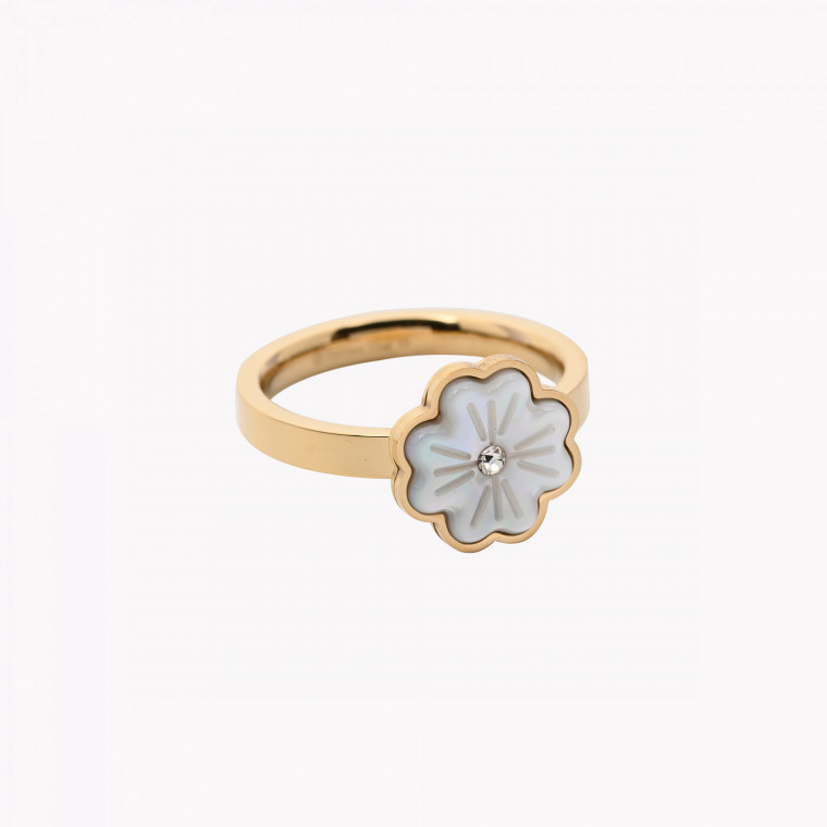Steel ring with clover brilliant GB