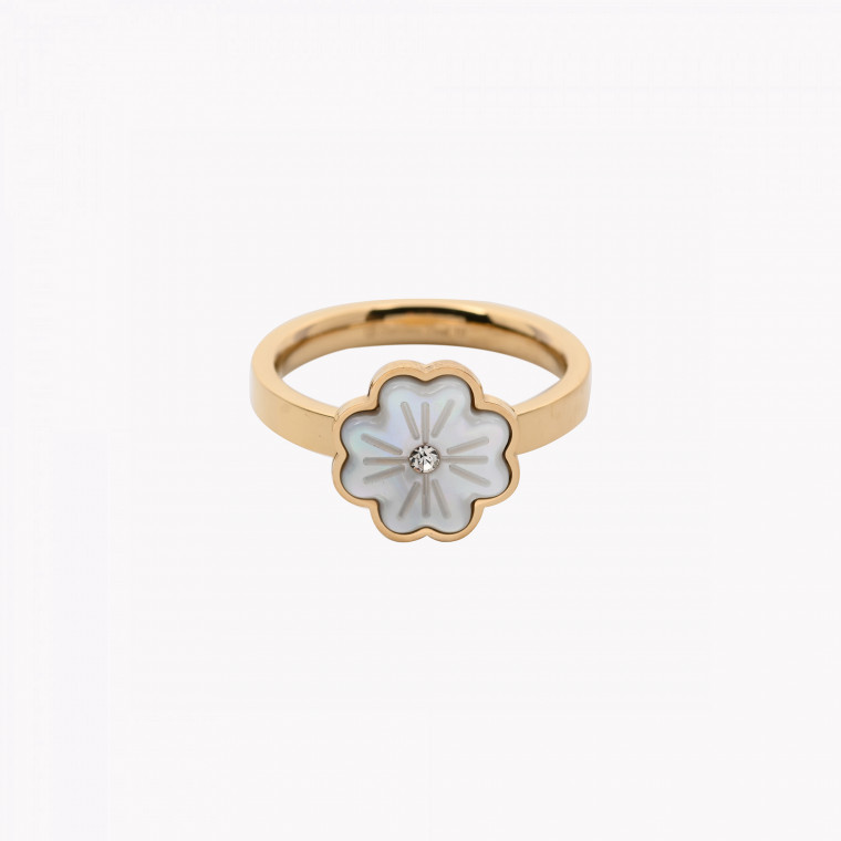 Steel ring with clover brilliant GB