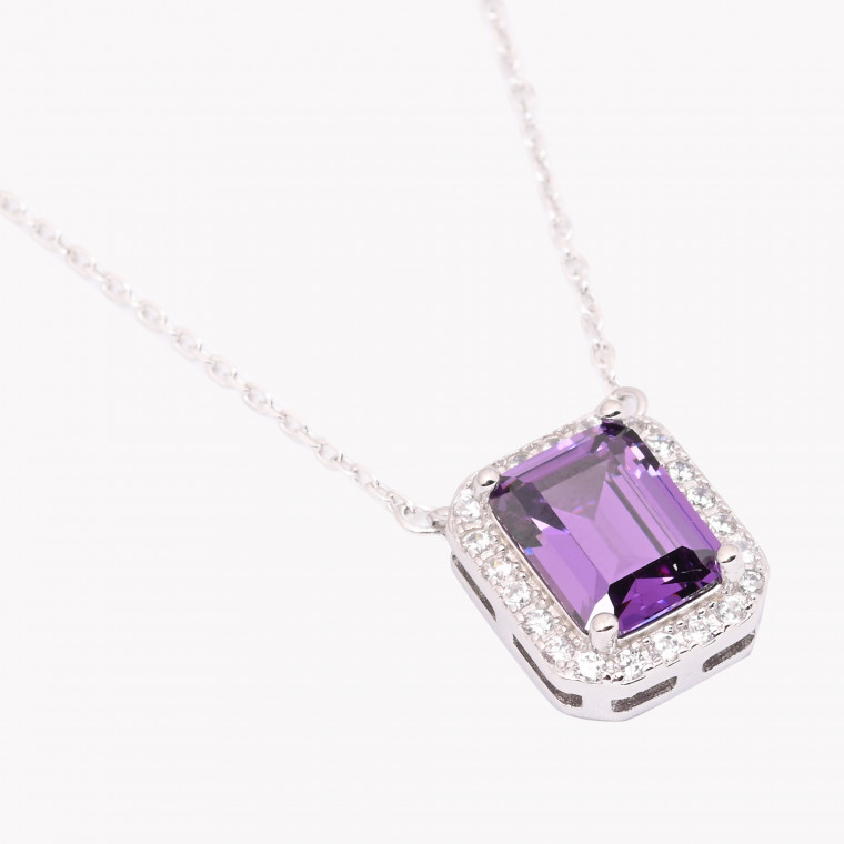 Collier S925 rectangulaire lilas GB