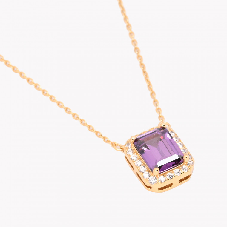 S925 necklace rectangular lilac GB