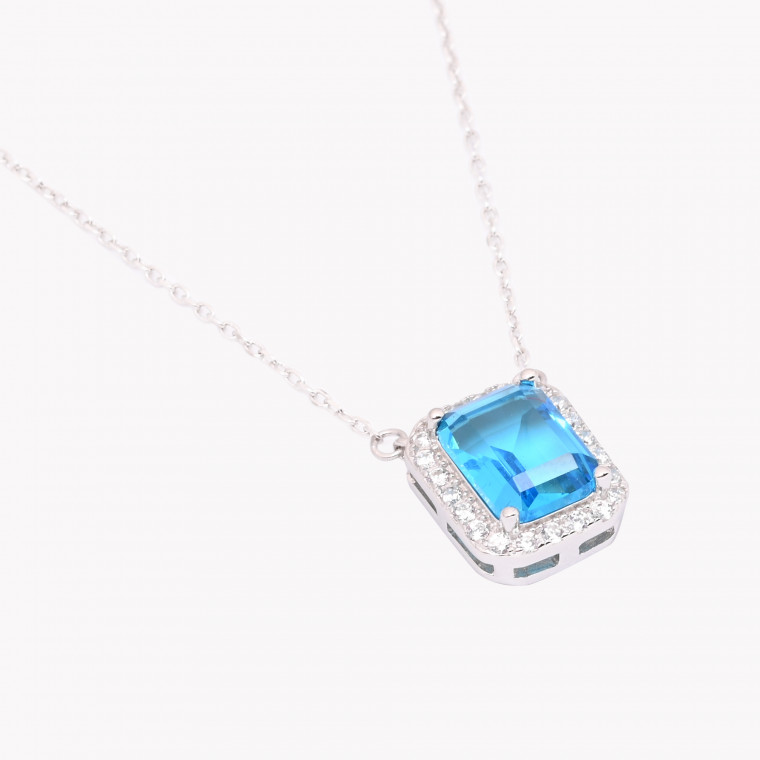 S925 necklace rectangular blue GB