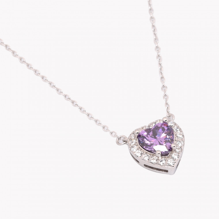 S925 necklace heart lilac GB