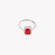 Bague réglable S925 rectangulaire rouge GB