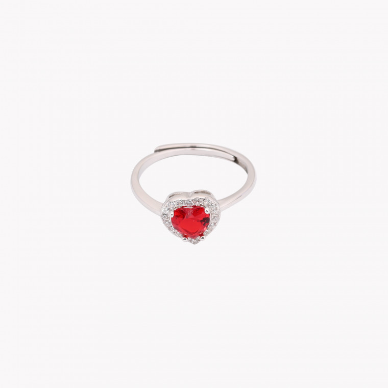 S925 adjustable ring heart red GB