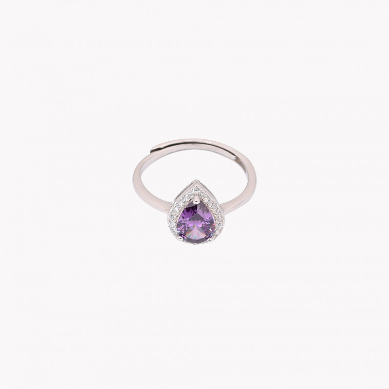 S925 adjustable ring oval lilac GB