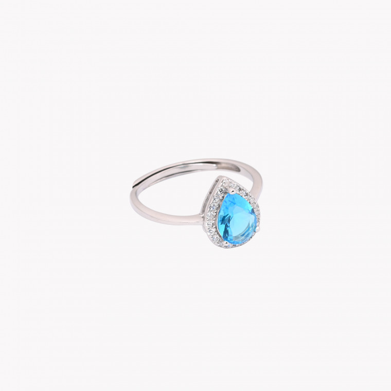 S925 adjustable ring oval blue GB
