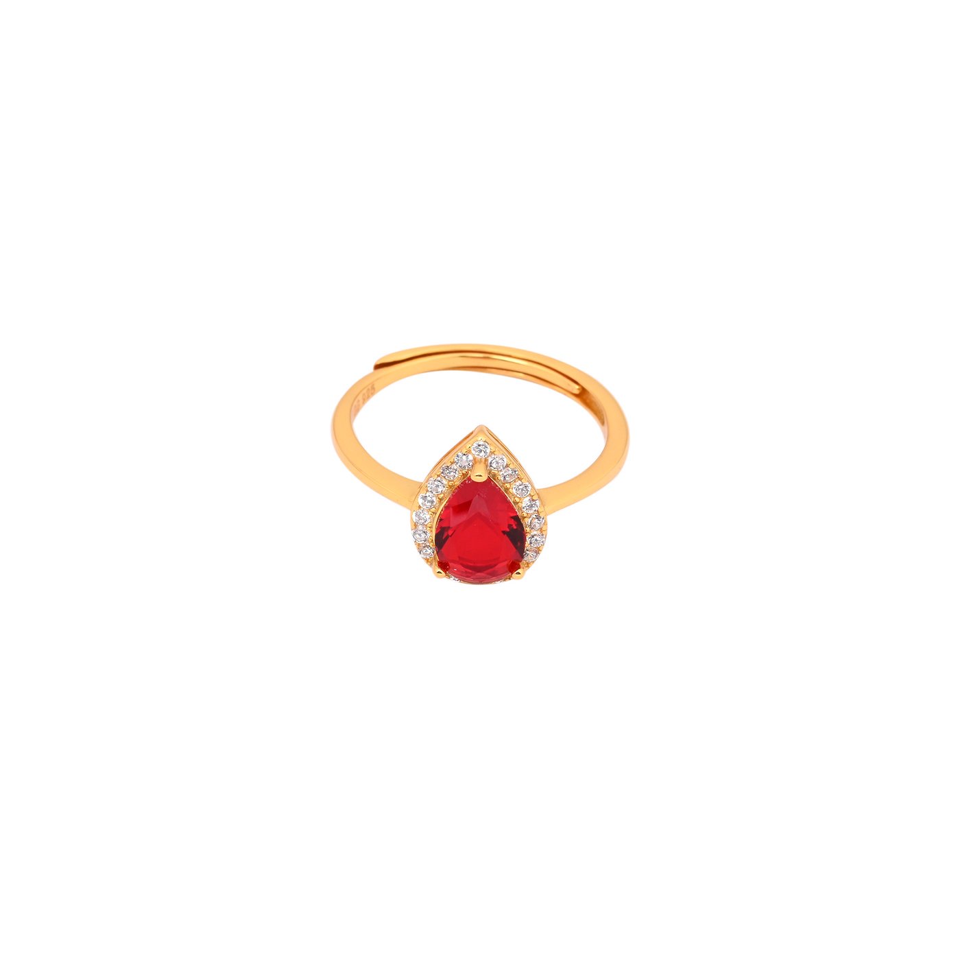 Anillo ajustable S925 oval rojo GB