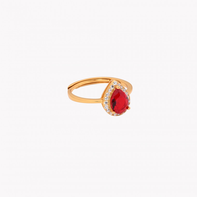 S925 adjustable ring oval red GB
