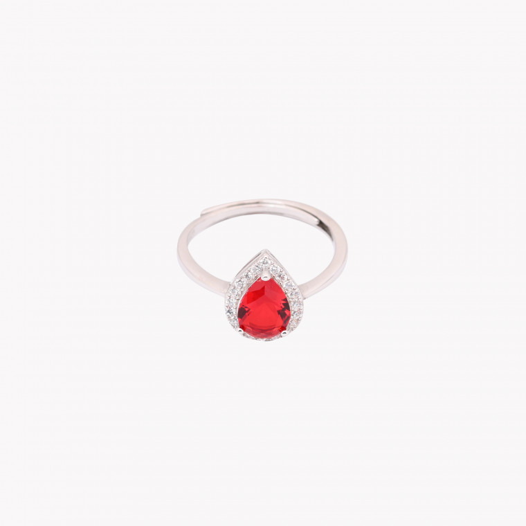 S925 adjustable ring oval red GB