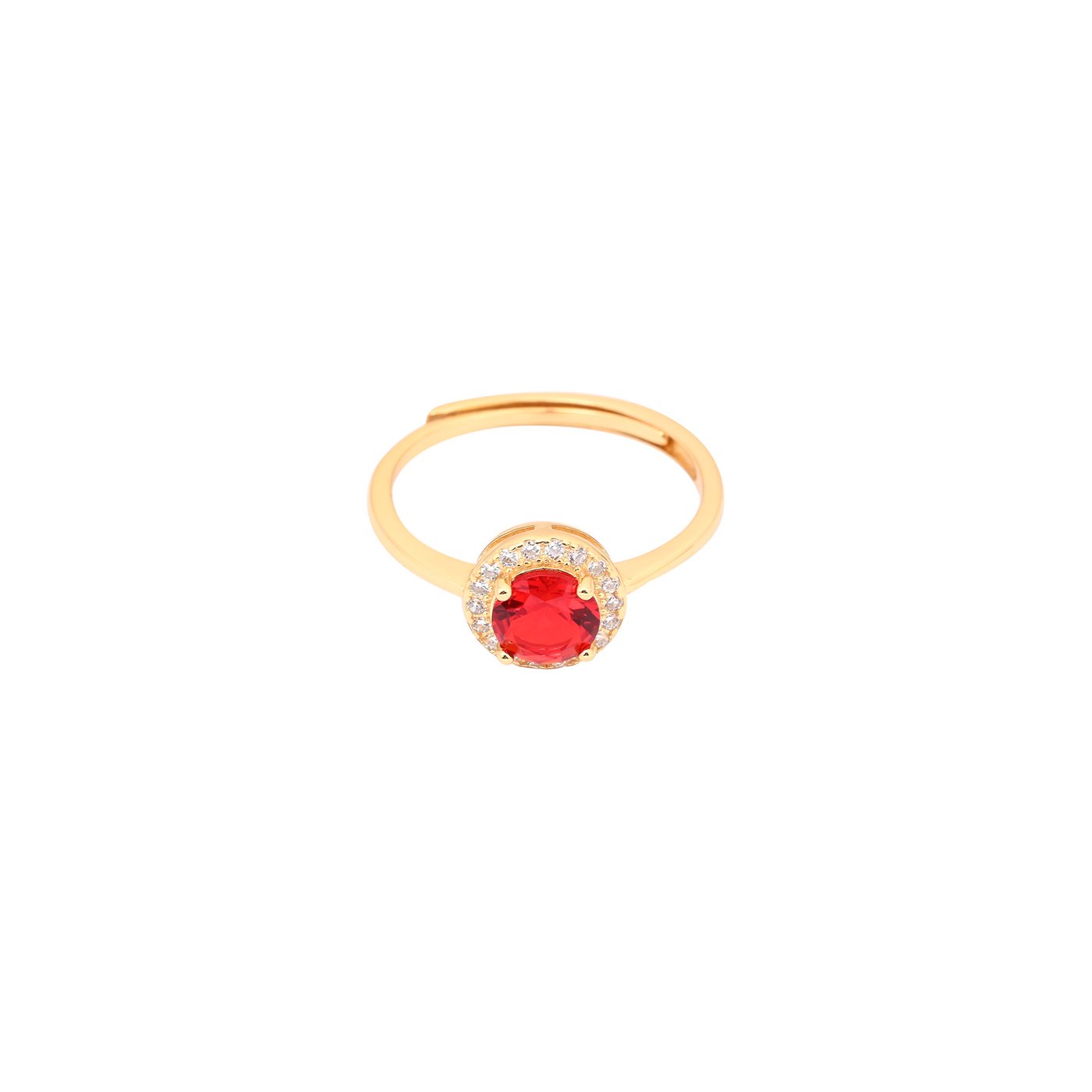 Anillo ajustable S925 redondo rojo GB