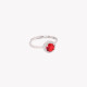 S925 adjustable ring round red GB