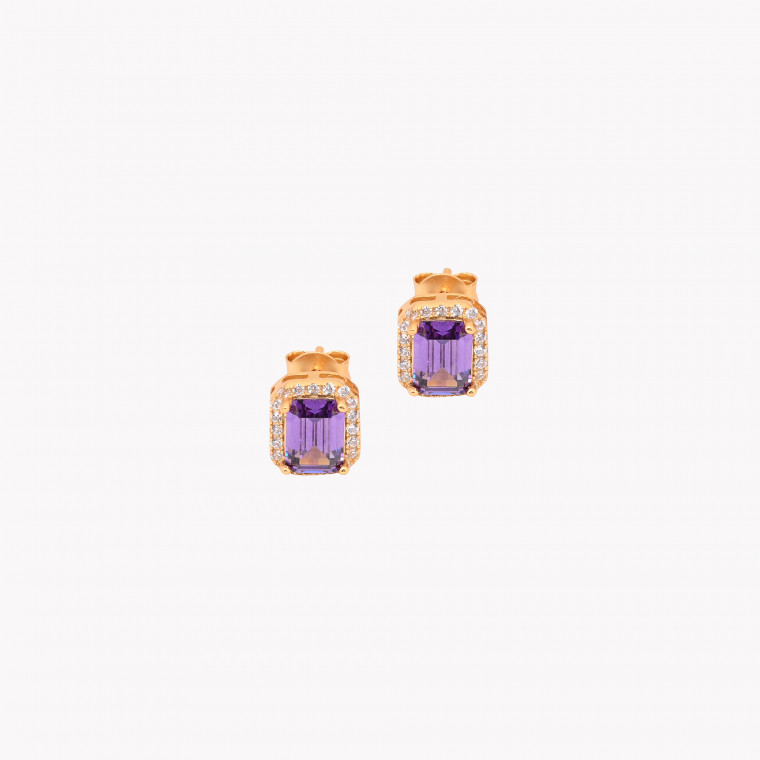 S925 earrings rectangular lilac GB