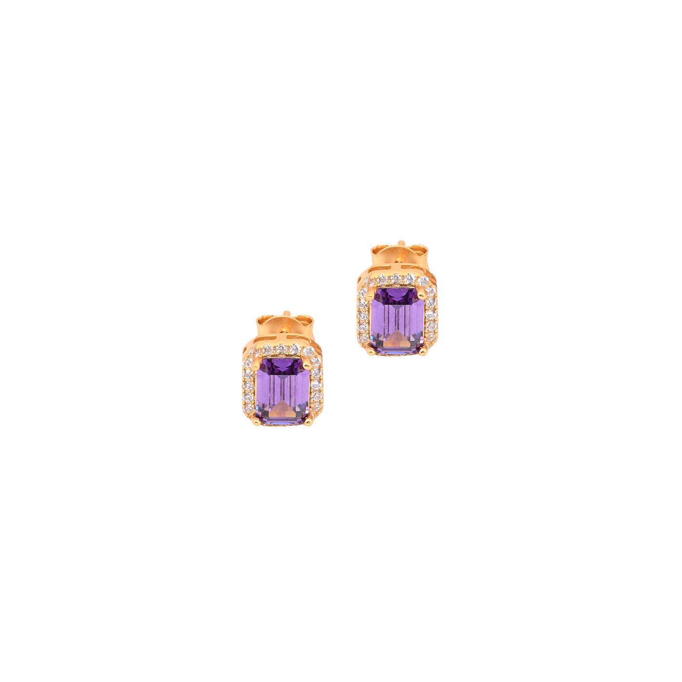 Boucles d\'oreilles S925 rectangulaire lilas GB