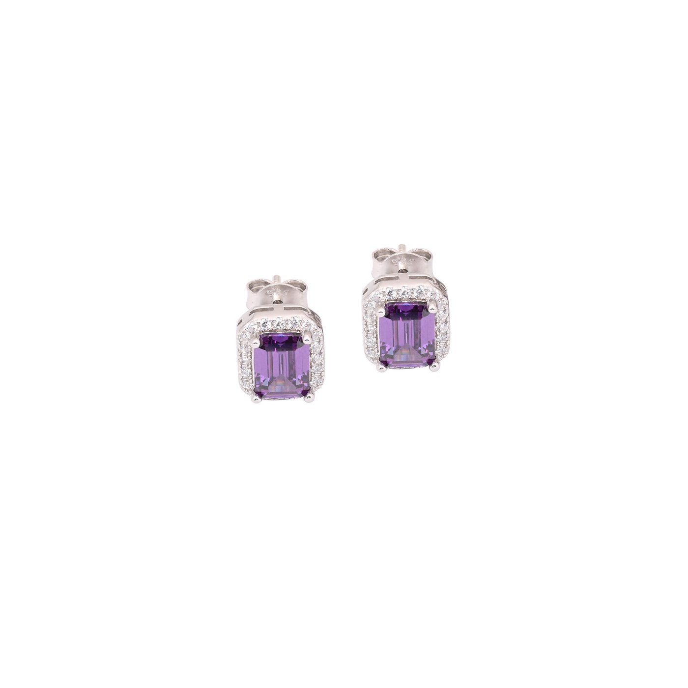 Pendientes S925 rectangulares lila GB