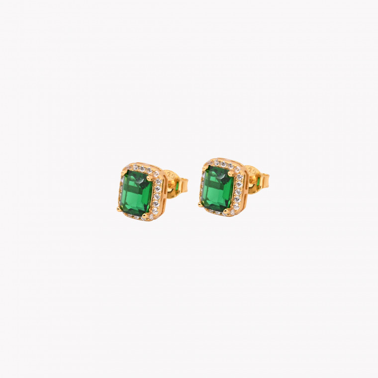 S925 earrings rectangular green GB