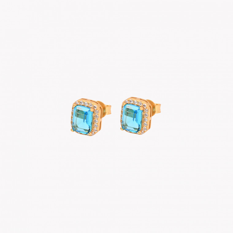S925 earrings rectangular blue GB