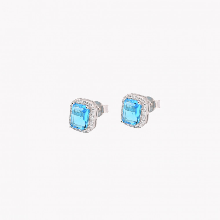S925 earrings rectangular blue GB