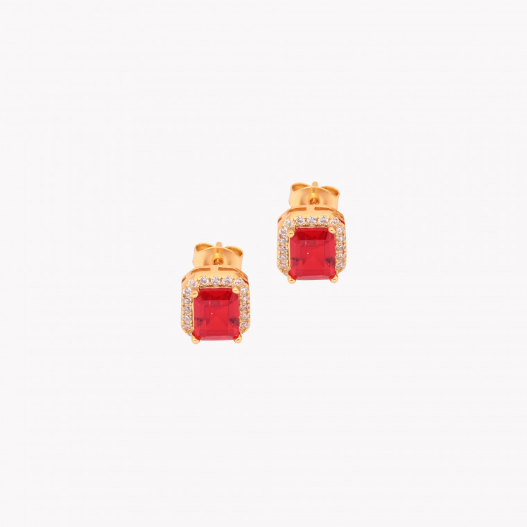 S925 earrings rectangular red GB
