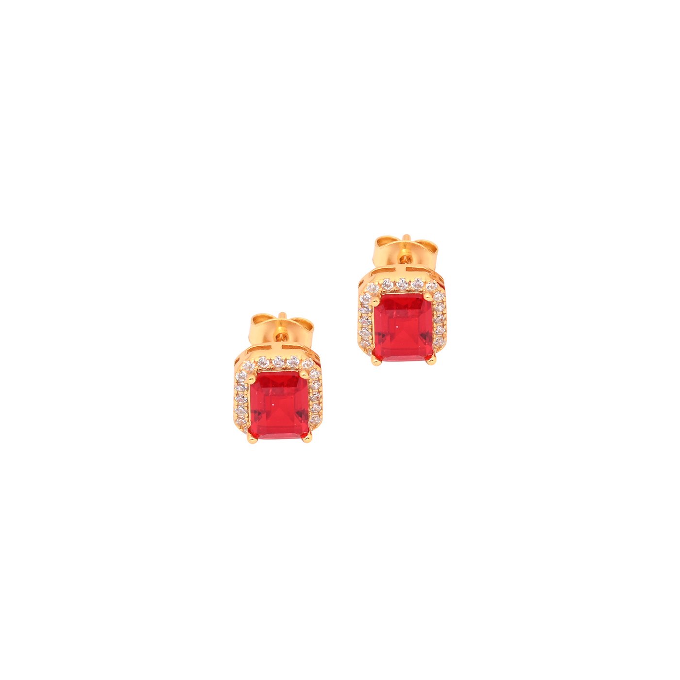 Boucles d\'oreilles S925 rectangulaire rouge GB