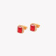 S925 earrings rectangular red GB