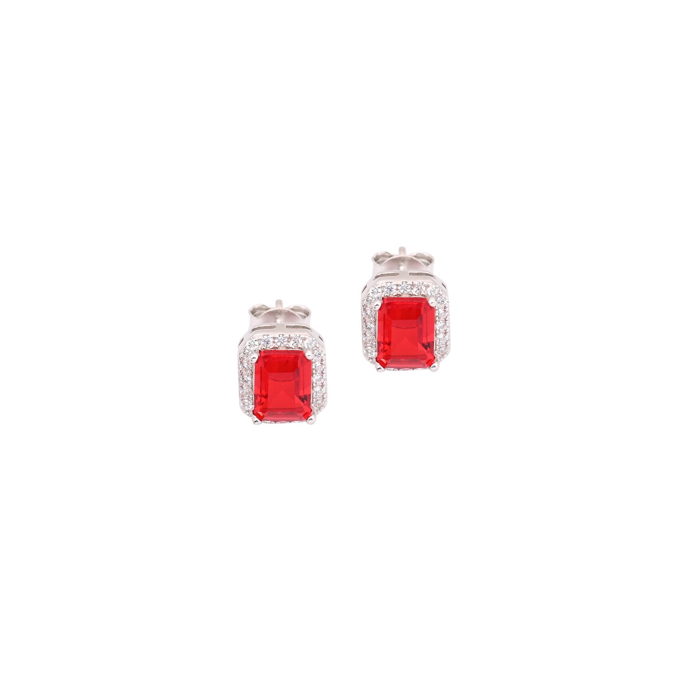 Pendientes S925 rectangulares rojos GB