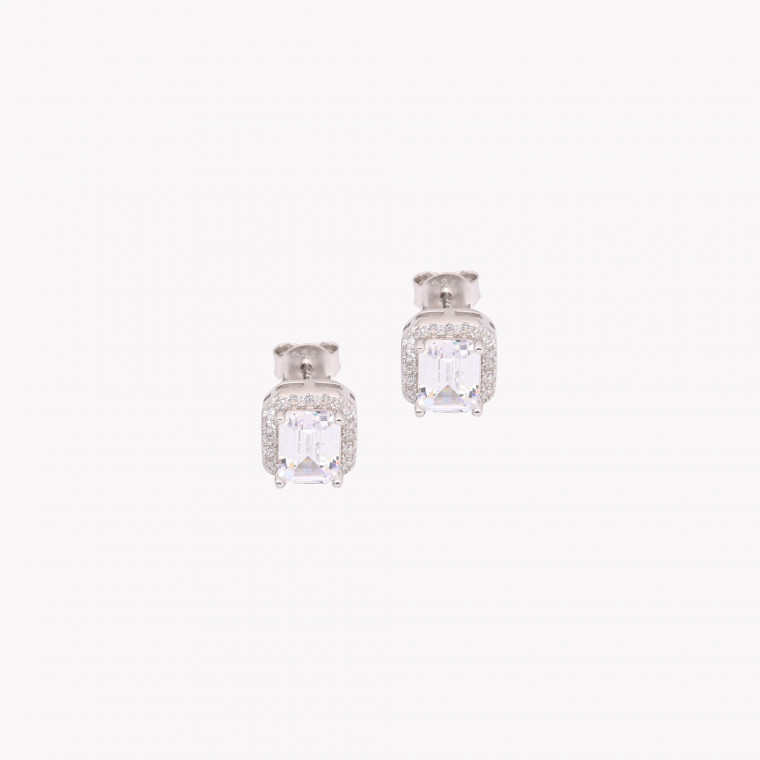 S925 earrings rectangular transparent GB
