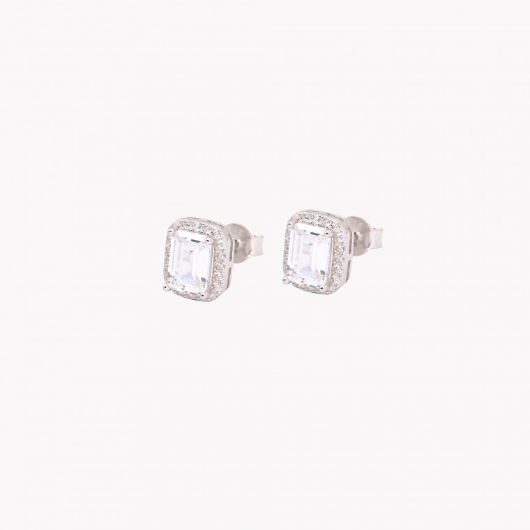 S925 earrings rectangular transparent GB