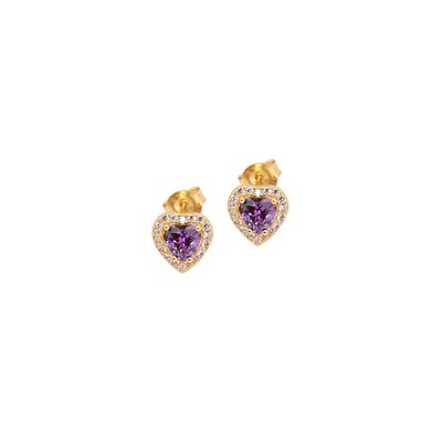 Pendientes S925 corazones lila GB