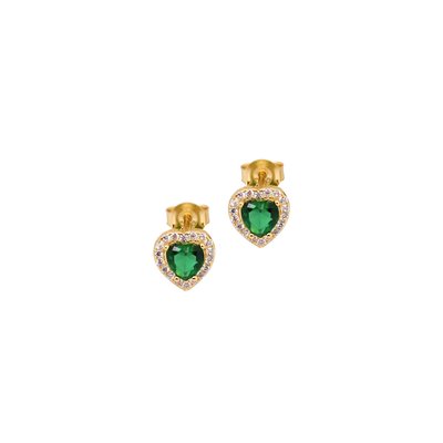 Boucles d\'oreilles S925 coeurs vert GB