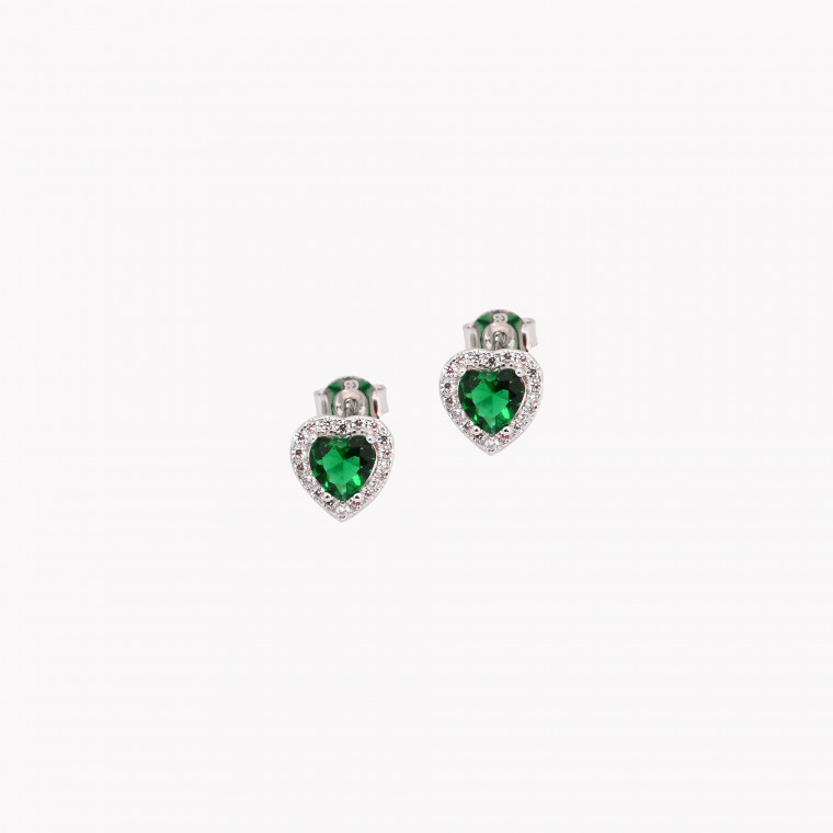 S925 earrings hearts green GB