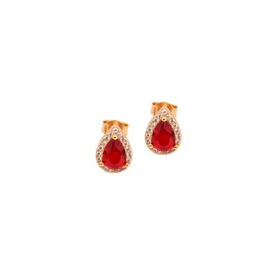 Pendientes S925 ovales rojos GB