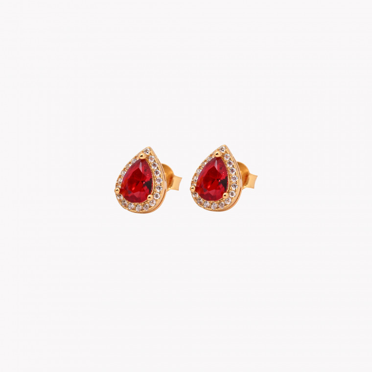 S925 earrings ovals red GB