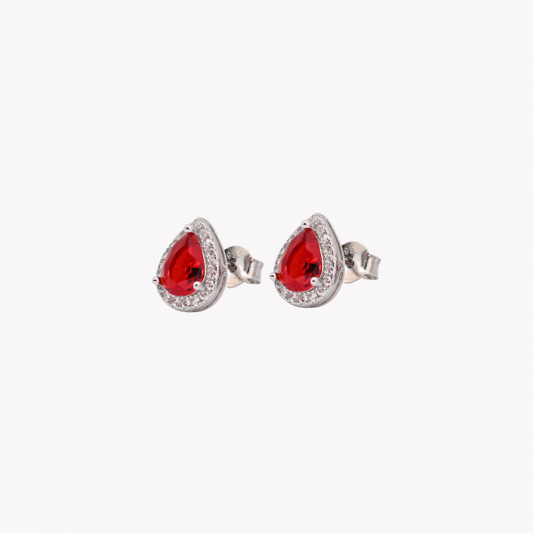 Boucles d&#039;oreilles S925 ovale rouge GB