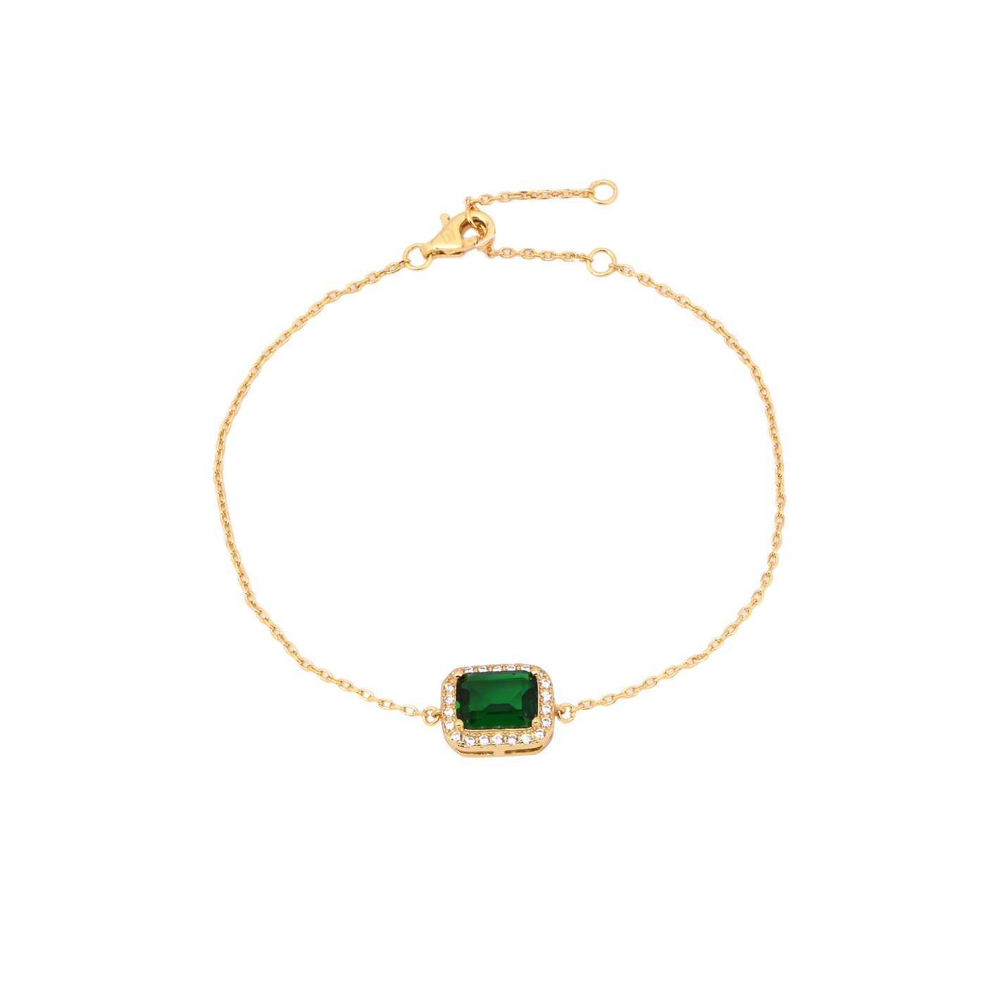 Bracelet S925 rectangulaire vert GB