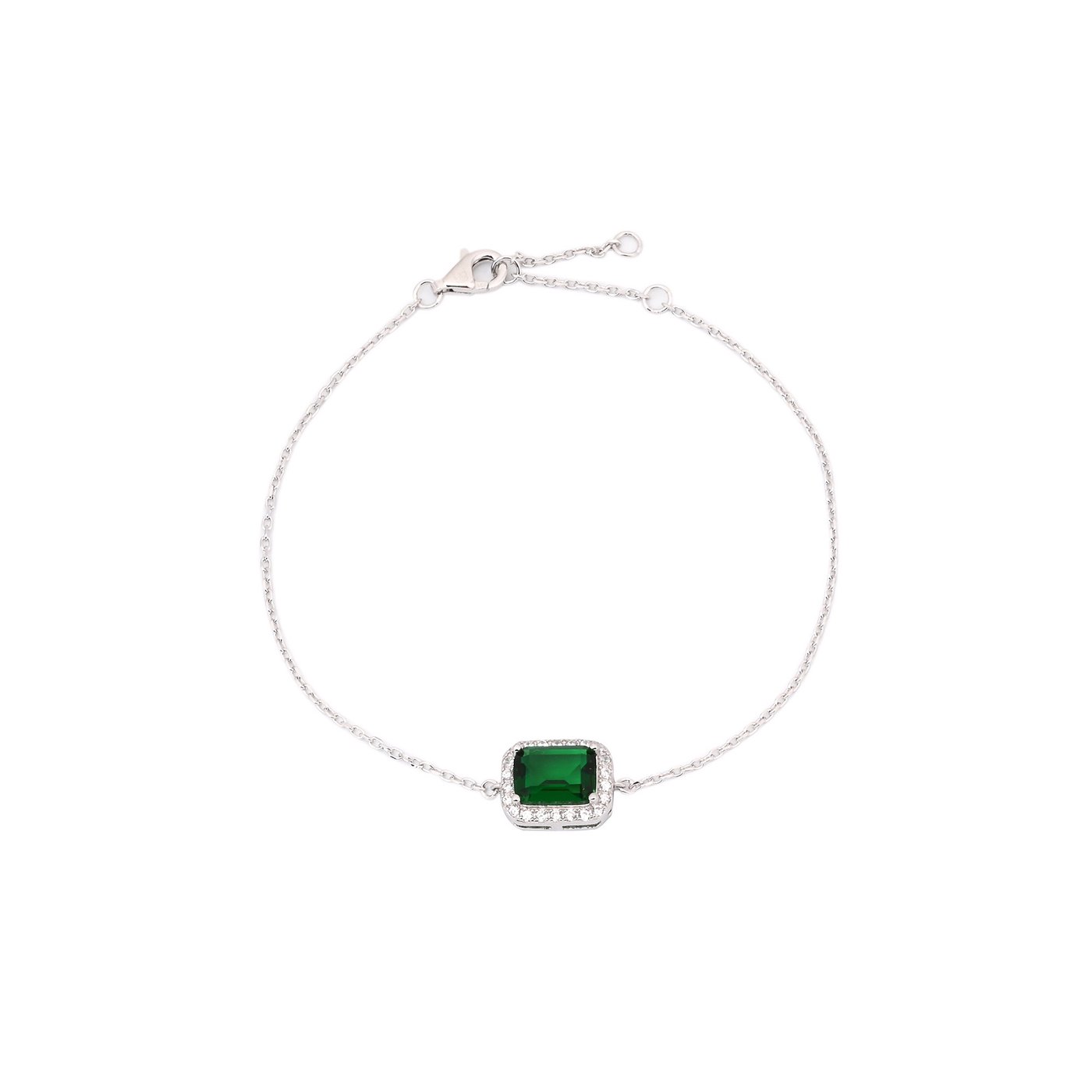 Pulsera S925 rectangular verde GB