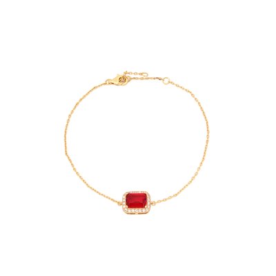 Pulsera S925 rectangular rojo GB