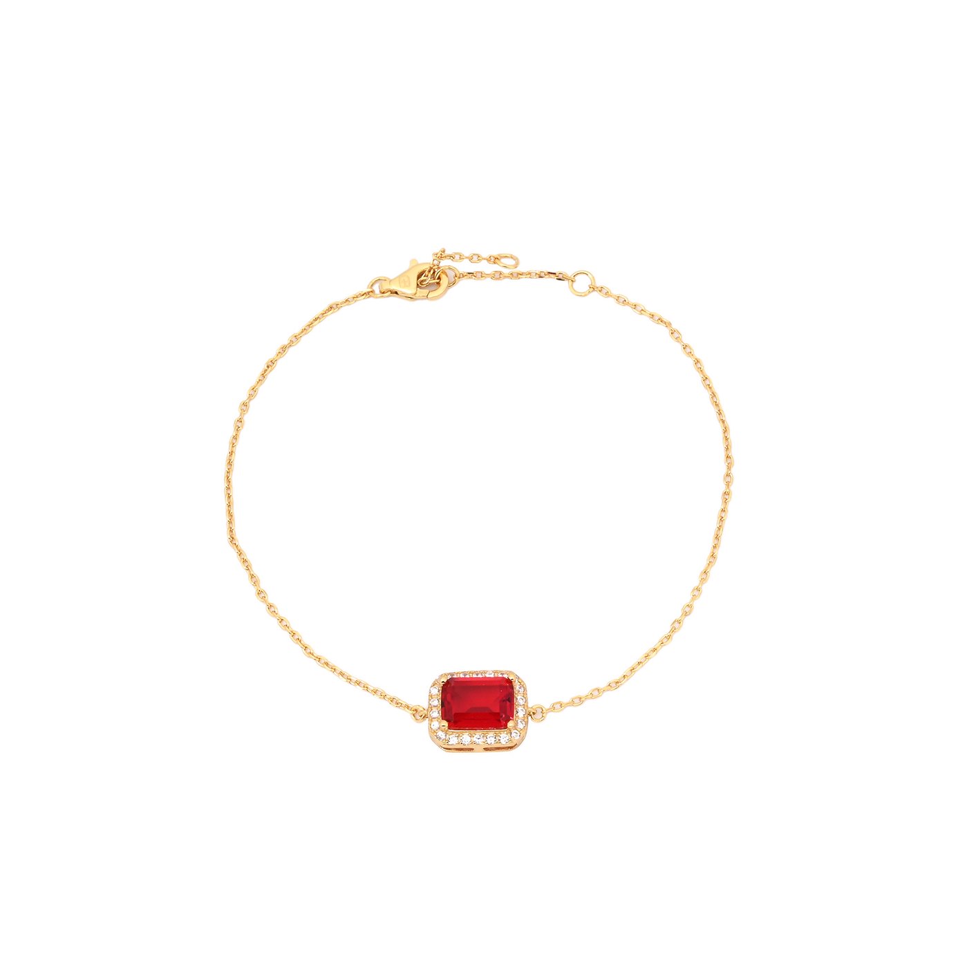 Bracelet S925 rectangulaire rouge GB