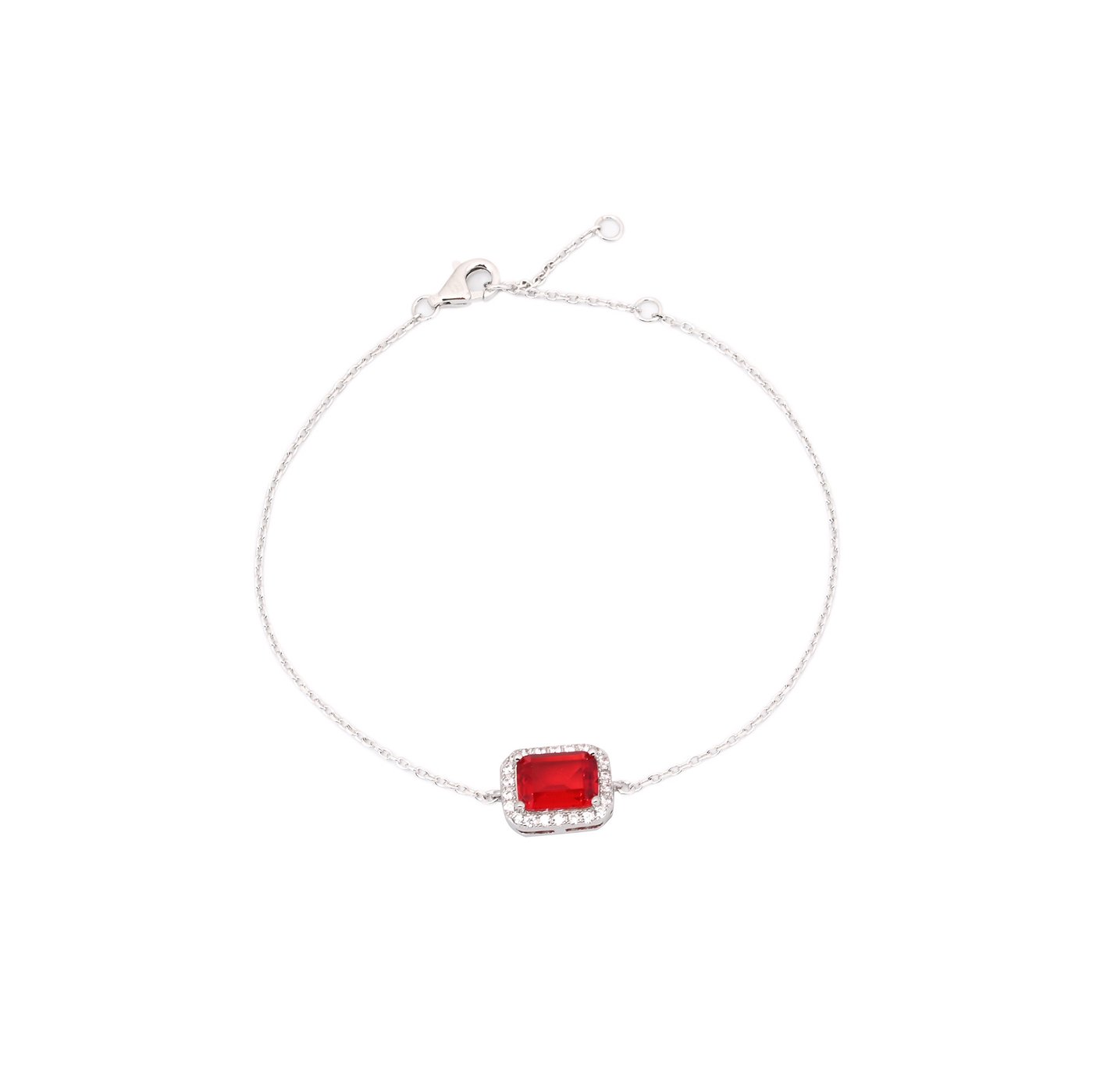 Pulsera S925 rectangular rojo GB