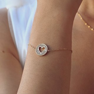 Pulsera en acero redonda corazón GB