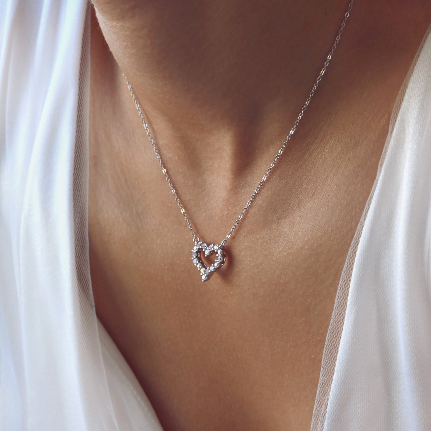 Collier S925 coeur brillants GB