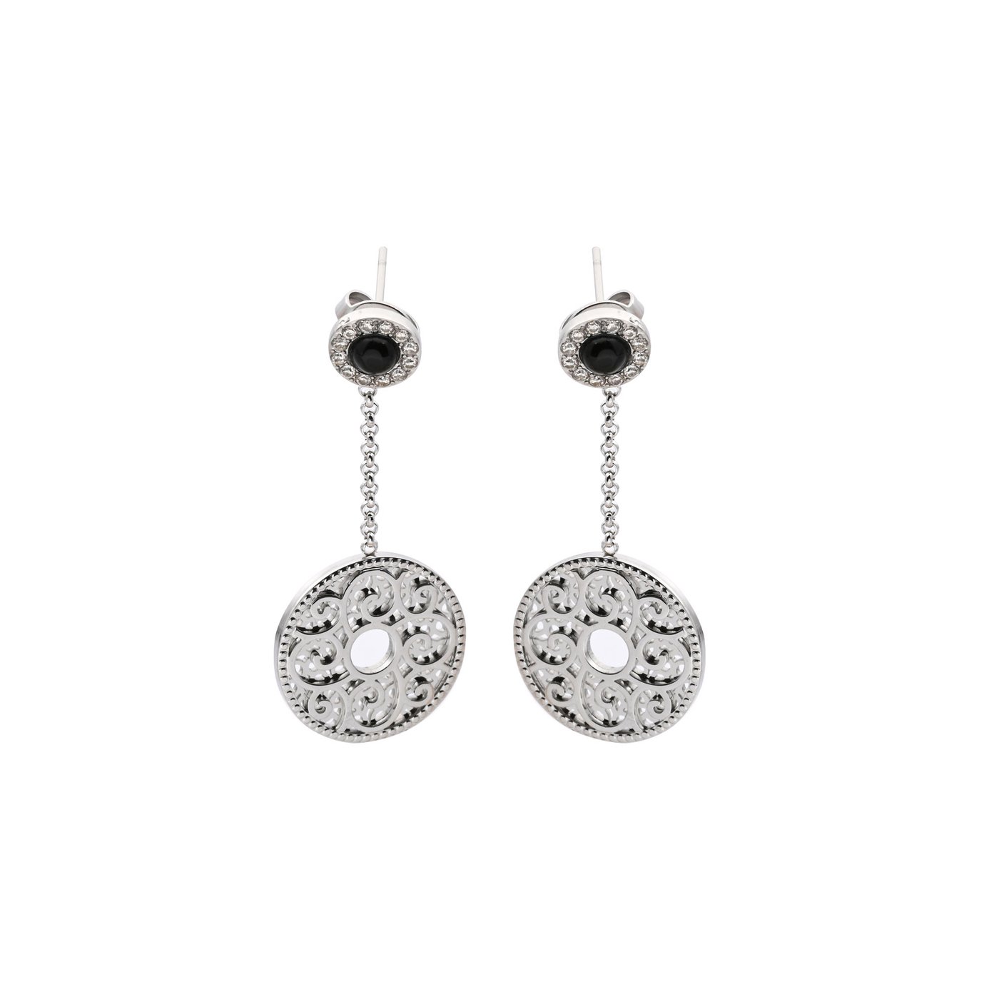 Boucles d\'oreilles en acier texture et pierre GB