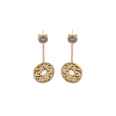 Boucles d\'oreilles en acier texture et pierre GB