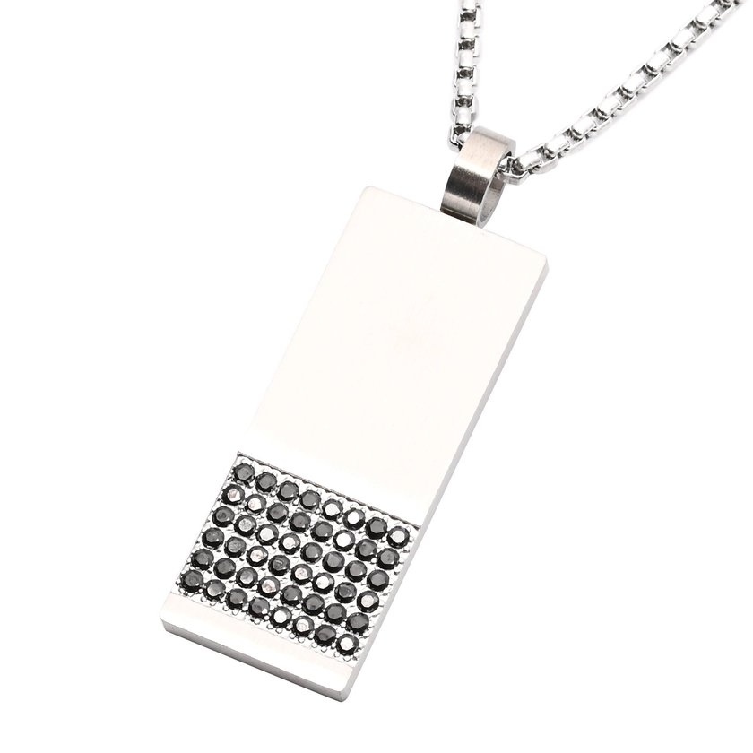 Collar en acero de hombre piedras GB