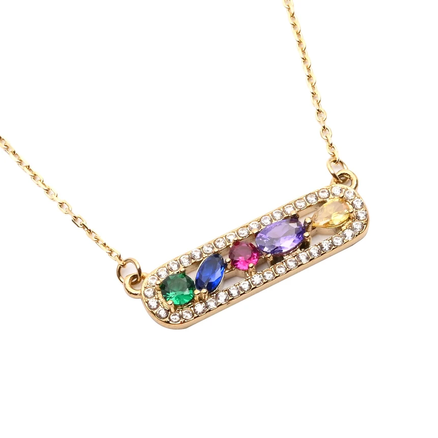 Collana in acciaio zirconia colorato GB